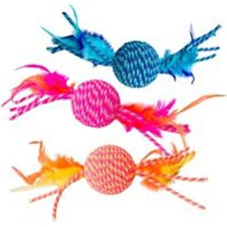 ETHICAL CAT 6 in Elasteeez Ball  Feathers Cat Toy 52072